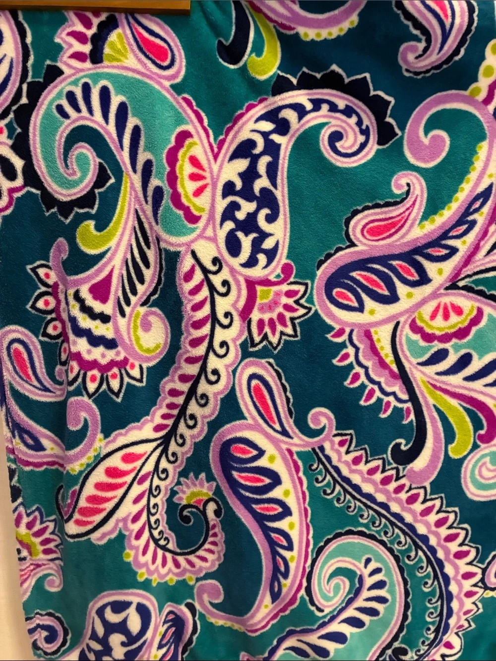 Vera Bradley Teal Waikiki Paisley Fleece Throw Pink Green Purple Accents